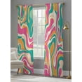 thumbnail image 4 of Teal Pink Orange Sheer Curtains 84 Inches Long 2 Panels Water Ripple Light Filtering Semi Sheer Window Curtains Drapes for Bedroom Living Room 52"x84", 4 of 7