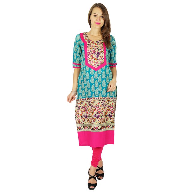 Phagun Kurta Bollywood de Designer Indienne pour Femmes Kurti Ethnique Tunique en Coton Robe
