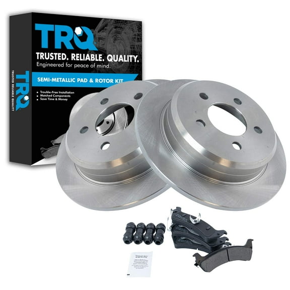 TRQ Rear Brake Pad & Rotor Kit Brake Pads Brake Rotor Semi-Metallic Fits Select 1995-1998 Jeep Grand Cherokee