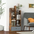 thumbnail image 2 of Costway Industrial Bookshelf Rustic Wooden Shelf Organizer with Non-woven Fabric Drawer Brown, 2 of 10