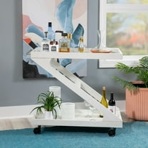 Linon Marlon Wood Rolling Bar Cart Antique White