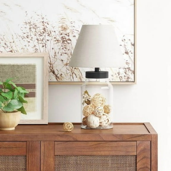 Casual Fillable Small Lamp Base Clear - Glass Accent, No Assembly Required, UL Listed