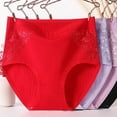 thumbnail image 6 of Huanledash Women Underpants Plus Size Lace Patchwork High Waist Solid Color Protective Soft Cotton Menstrual Period Women Briefs for Daily Wear, 6 of 8