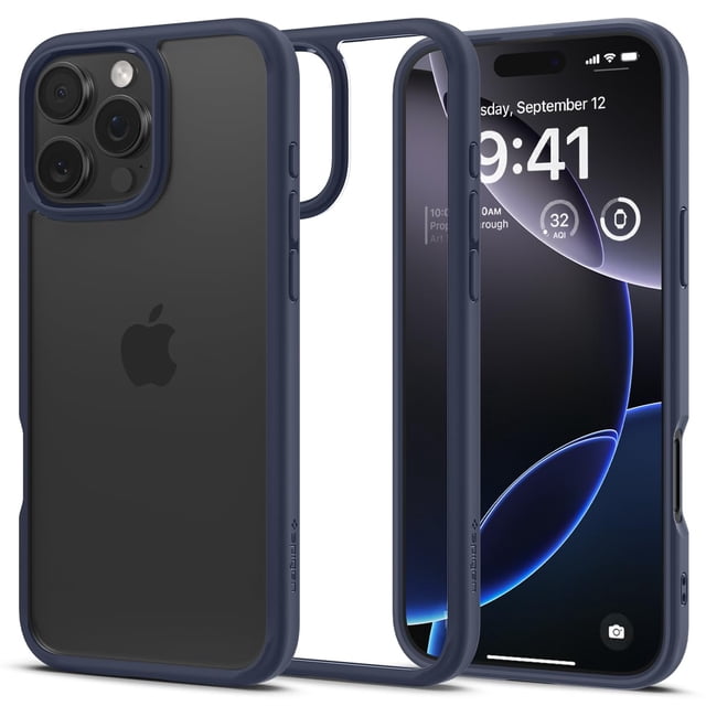 Funda Spigen iPhone 16 Pro Ultra Hybrid Antiamarilla en Azul Marino