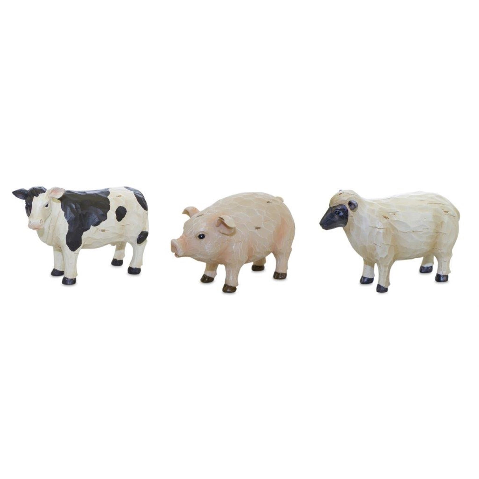Sheep/Pig/Cow (Set of 3) 6"L x 3.75"H Resin
