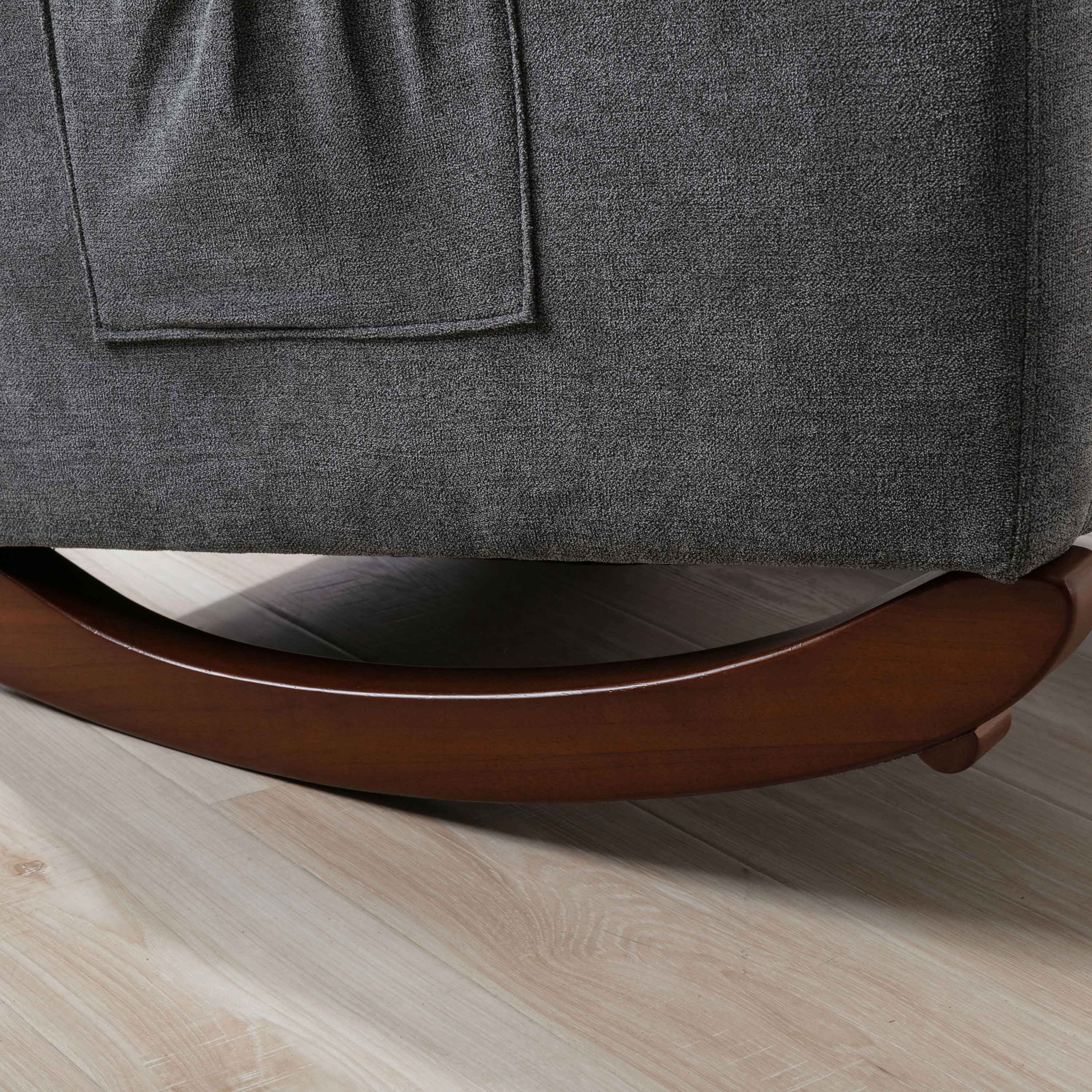 Ucloveria Modern Home Rocking Chair, Comfy Armchair with Side Pocket, Living Room Lounge Single Sofa, High Backrest with Decorative Buttons, Grey