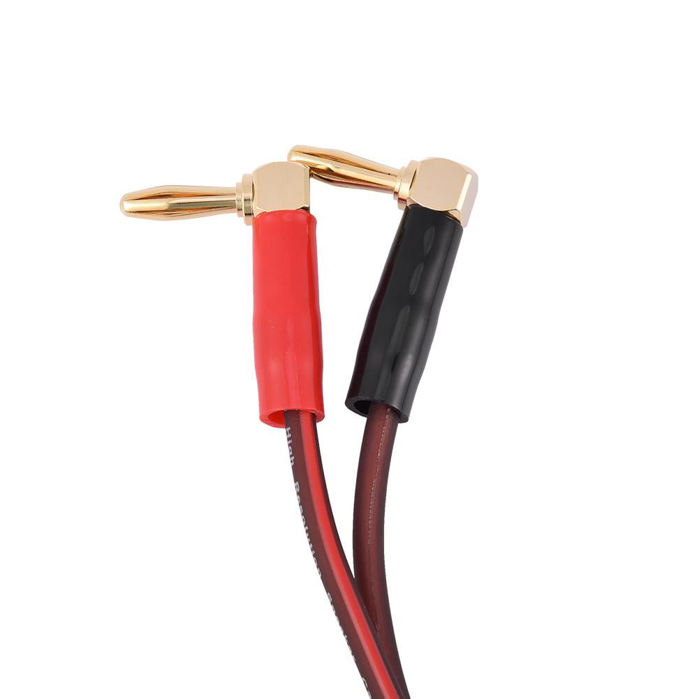 HI-FI Pure Copper Speaker Cable Right Angle L Type Banana Plugs Line Wire Pure Copper Speaker Wire Red & Black 1M 