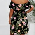 thumbnail image 3 of Plus Size Off Shoulder Dress for Women Summer Floral Ruffle Short Sleeve Casual Flowy Boho Beach Sundress, 3 of 6