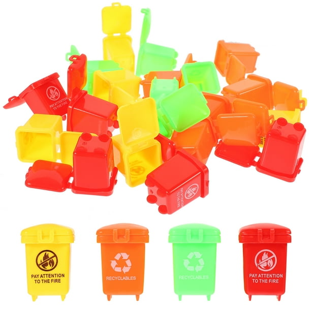 20 botes de basura pequeños para niños, juguetes para niños, vehículos, botes de basura.