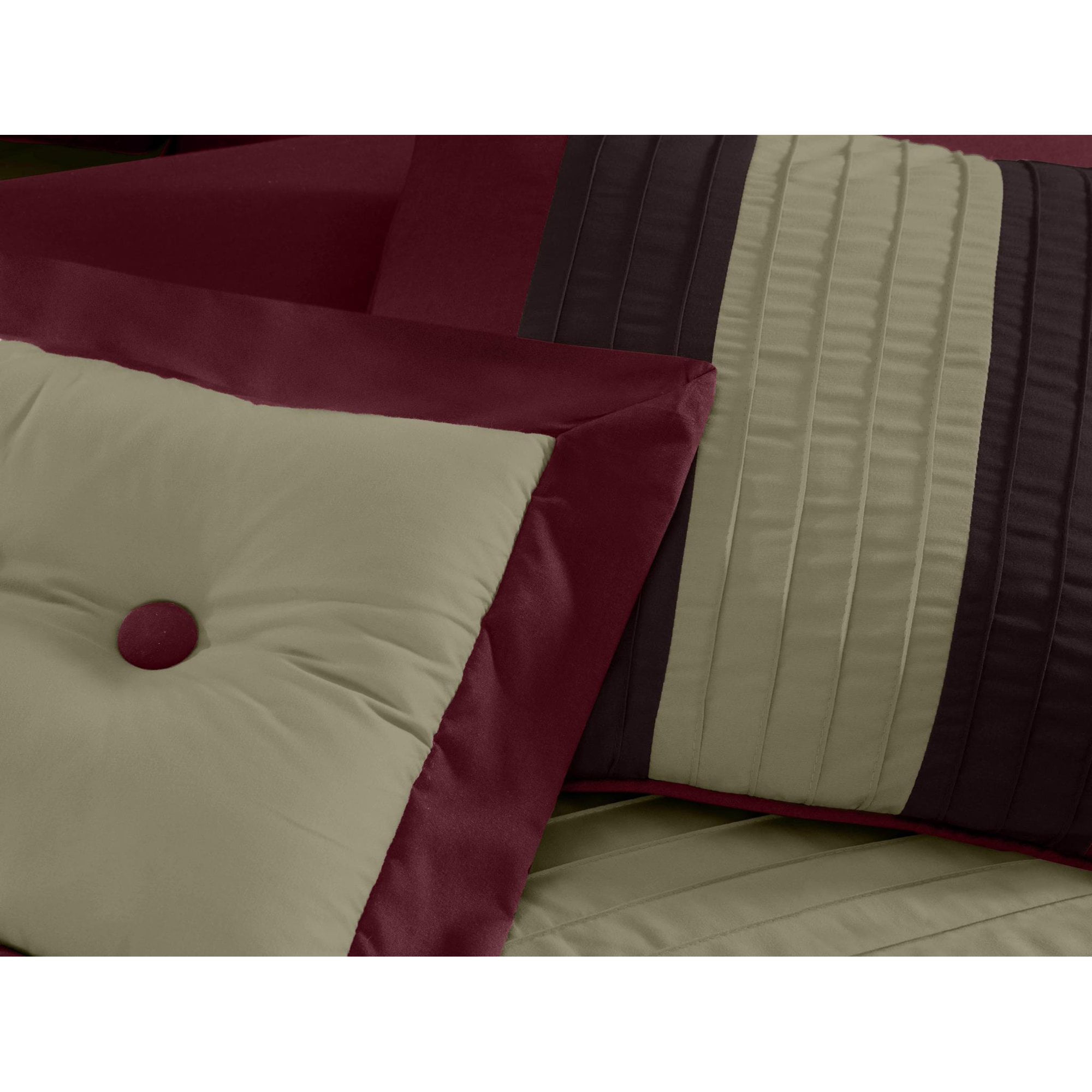  Chezmoi Collection Loft 8-Piece Luxury Striped Comforter Set ( Queen, Burgundy/Coffee/Brown) : Home & Kitchen