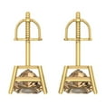 thumbnail image 4 of 2 Ct Princess Cut Studs Champagne Crystal 14K Yellow Solid Gold Everyday Dainty Earrings Screw Back, 4 of 7