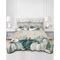 thumbnail image 2 of Twin XL Quilt Bedding Set, Teal Pumpkins Fall Reversible Summer Quilt 3 Pieces, Vintage Botanical Thanksgiving Newspaper Lightweight Bedspreads Coverlets with 2 Pillow Shams for All Seasons, 2 of 5