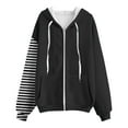 thumbnail image 4 of Fashion Plus Size Pullover Hoodie for Womens Zip Up Stripe Pockets Zipper Long Sleeved Regular Top Hooded Sweatshirts Coat Outwear, 4 of 5