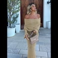 thumbnail image 4 of Vestido Ajustado Tipo Suéter con Hombros Descubiertos para Mujer, Elegante, de Larga, para Fiesta en Club, Midi y Formal. Albaricoque L, 4 of 10