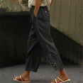 thumbnail image 4 of BKQCNKM Linen Pants Women, High Waisted Pants for Women, Drawstring Pants Women, Vacation Outfits for Women, Eyelet Pants for Women, Black S, 4 of 7