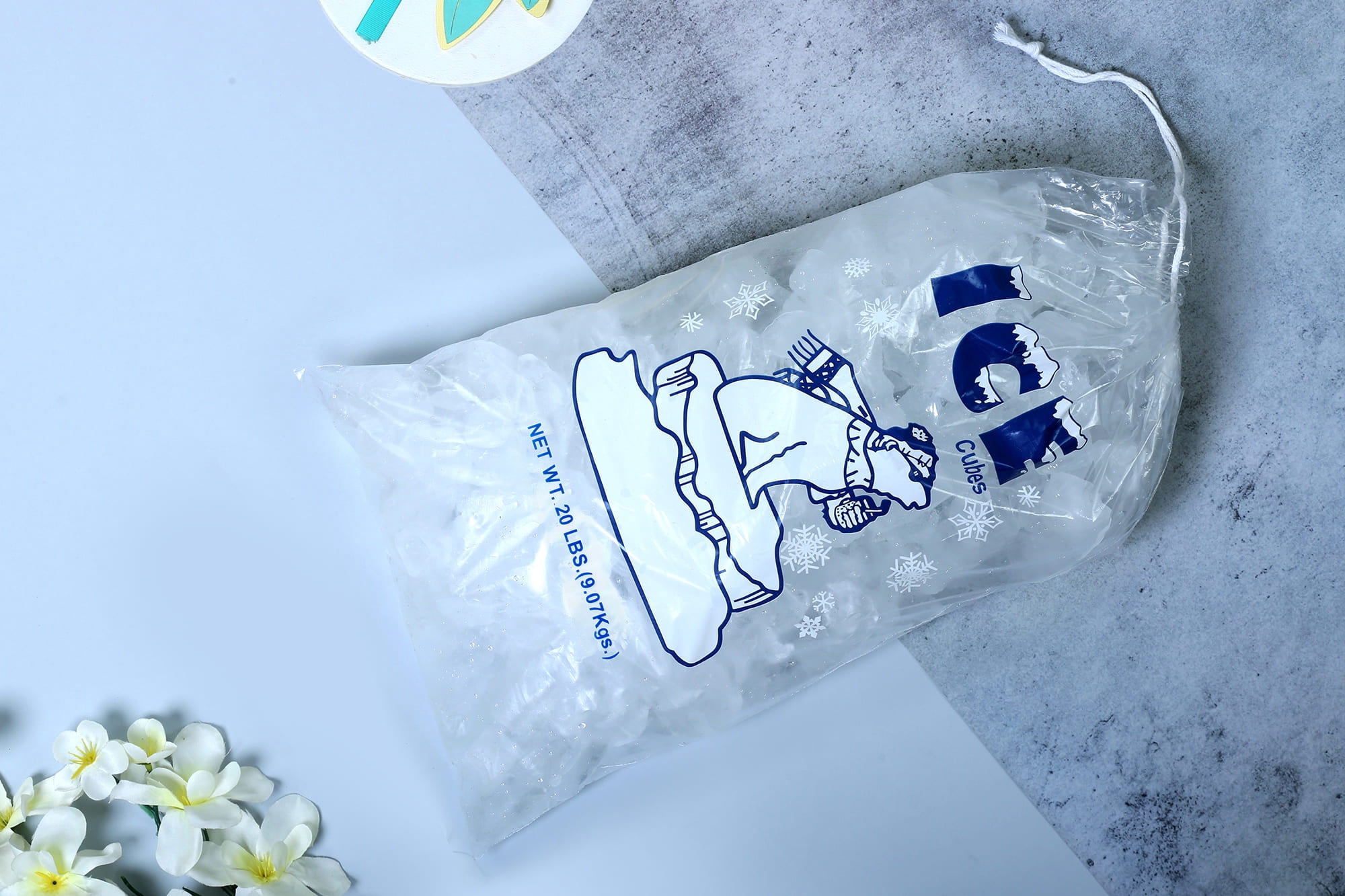Infinitepack 20 lbs Plastic Ice Bag(250 Pcs) with Drawstring with 50 Micron, Heavy Duty & Reusable