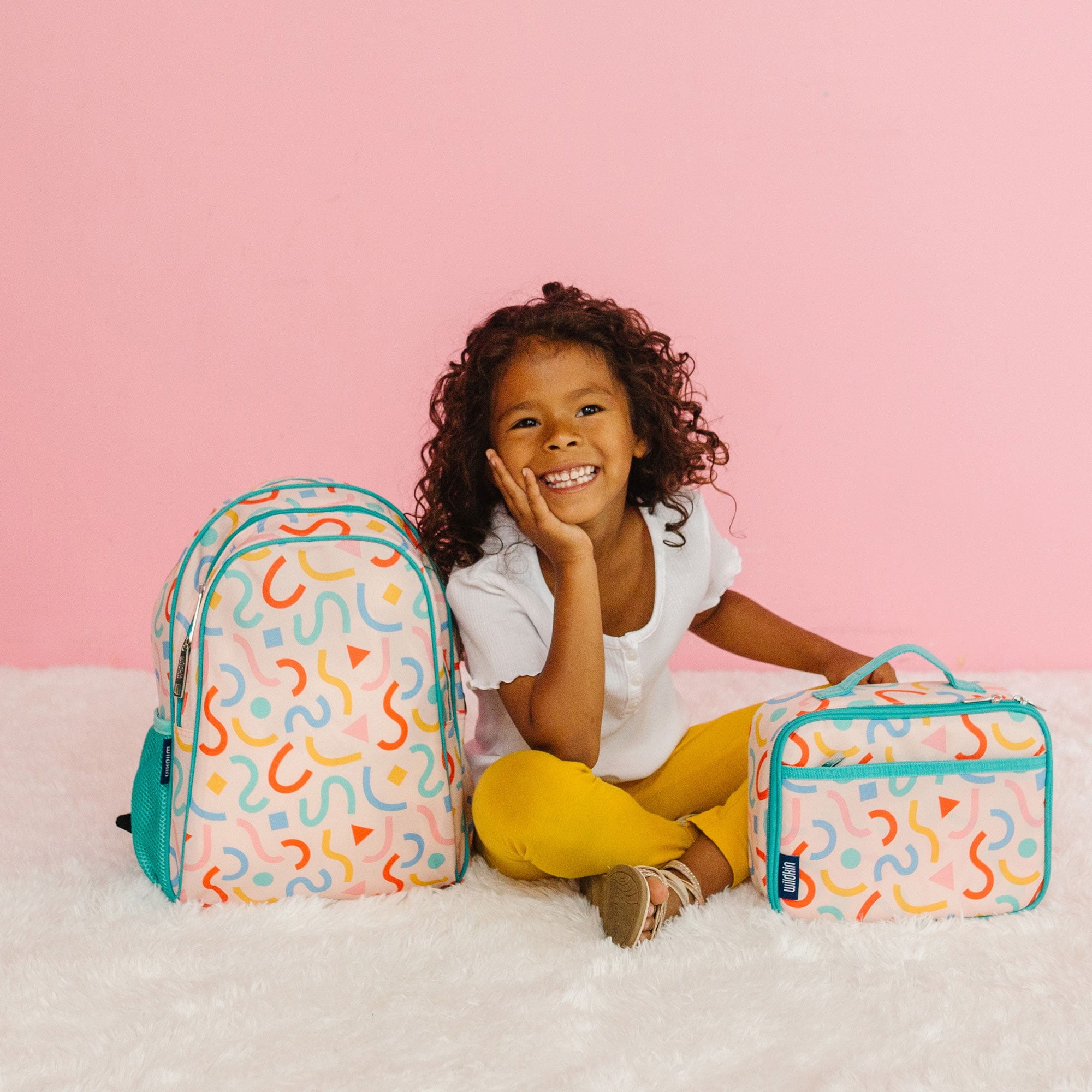 Wildkin Kids 15 Inch School and Travel Backpack for Boys and Girls (Confetti Peach)