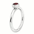 thumbnail image 3 of 925 Sterling Silver Low 5mm Round Garnet Stackable Ring Birthstone January Gemstone, 3 of 8