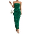 thumbnail image 2 of Women'S Sexy- Bodycon Elegant Tube Top Ruffle Maxi Cocktail Party Dresses Green M, 2 of 10