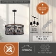 thumbnail image 4 of Bremerton 5 Light Black and Wood Cage Drum Chandelier, 4 of 11
