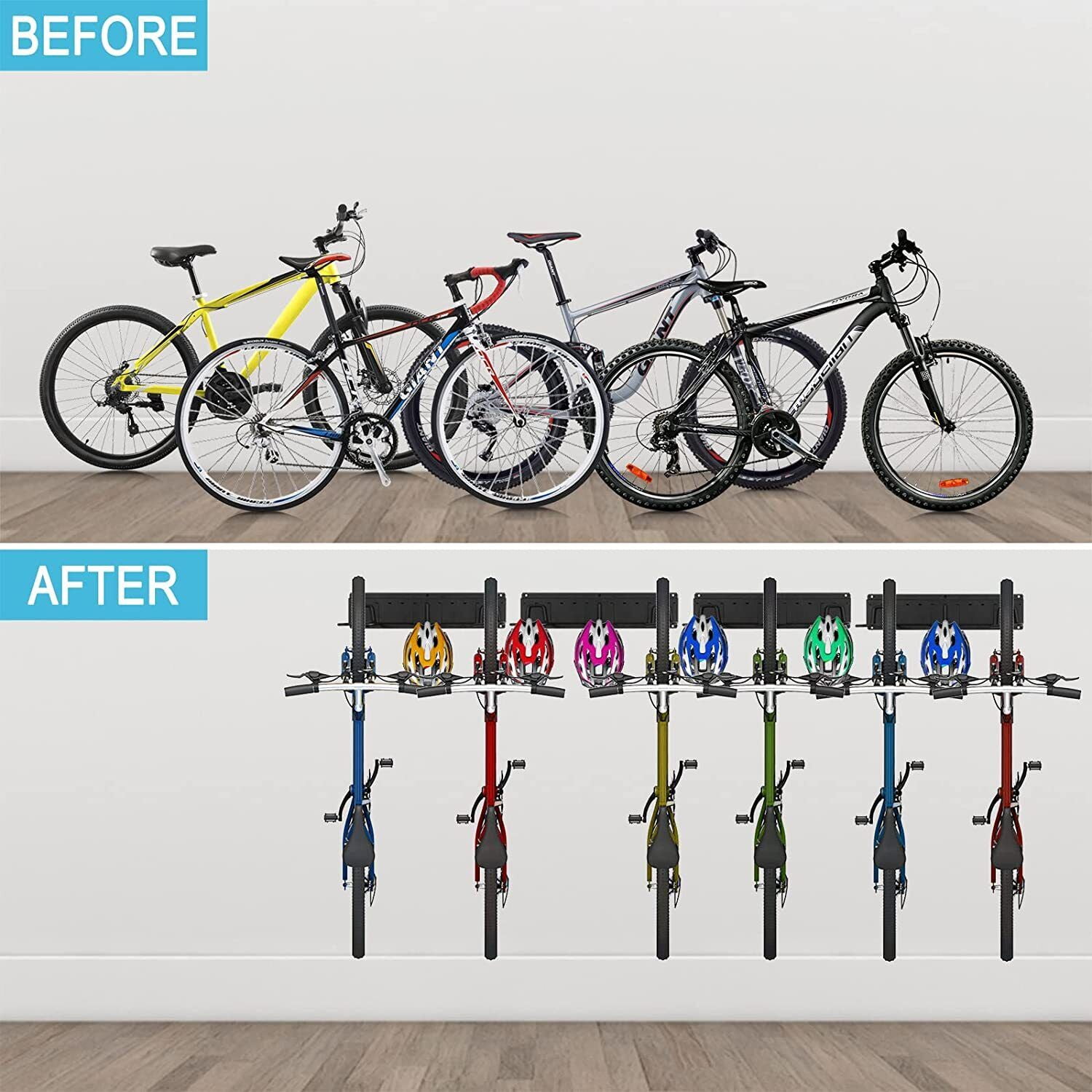 Oumilen Wall Mount Bike Storage Rack Garage Bike Holder Hanger for 6 Bicycles 500lbs