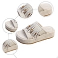 thumbnail image 6 of Rokment Women's Boho Fringed Platform Dress Slip on Sandals 2026 Beach Summer Fashion Casual Tassel Suede Open Toe Chunky Footbed Slides Comfortable Walking Flat Slippers Beige Size 6, 6 of 8
