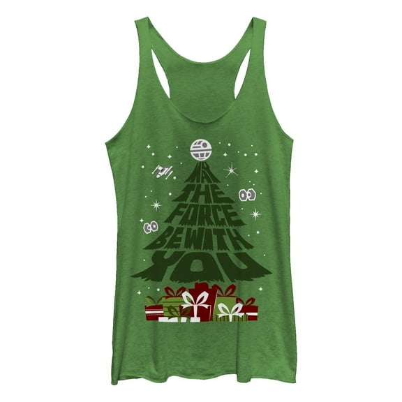 Women's Star Wars Christmas Gifts Be With You Racerback Tank Top Envy Green Large