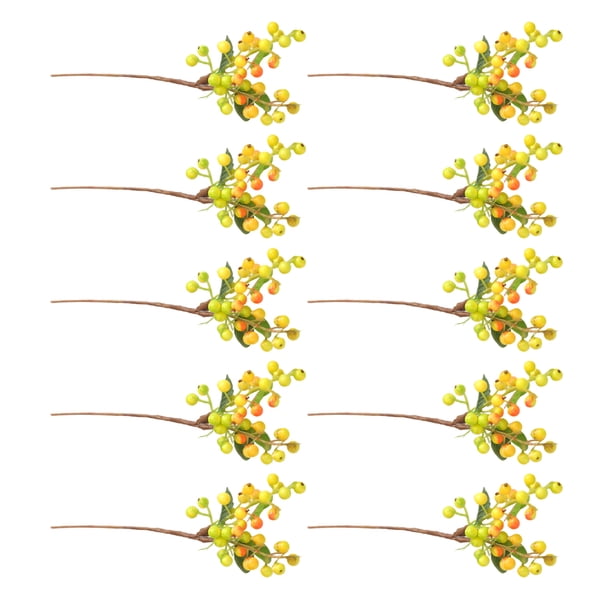 Monstrate 10 piezas de bayas artificiales que admiten mascotas, seguras y no tóxicas para amigos peludos, flores artificiales Decoración Amarillo 25cm