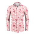 thumbnail image 4 of Fgvctg Long Sleeve Shirts for Men V Neck Button Down Blouse Dressy Date Day Love Heart Print Shirts Oversized Collared Business Casual Outfits Pink 3XL, 4 of 4
