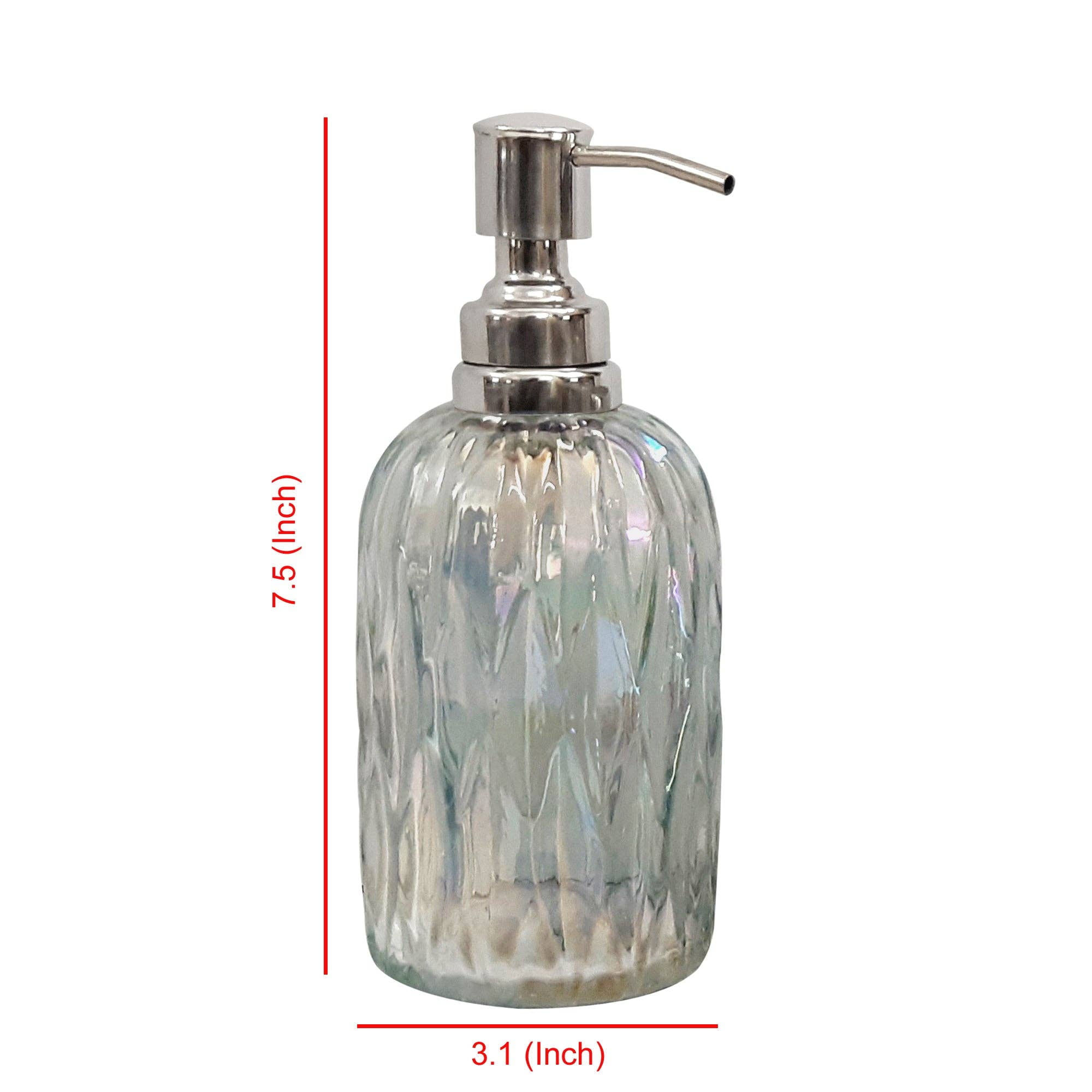 Glass Liquid Soap Dispenser Pump Bottle | Bathroom Vanity & Kitchen Sink,Holds Soap,Lotion & Sanitizer | Rainbow Lustre