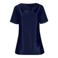 thumbnail image 4 of PNTUTB Summer Women's Fashion Solid Color V Neck Mesh Rhinestone Embellished Bubble Sleeve Casual T Shirt, 4 of 6