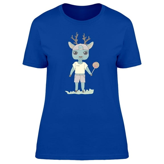Boy Deer With Candy Lollipops Tee Women's -Image by Shutterstock