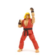 Jada Toys Street Fighter II Ken Action Figure Wave 2 - 6 Tall, Interchangeable Heads, Hands, Fireball Accessory