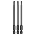 thumbnail image 1 of Uxcell 3pcs T25 Torx Punta de Destornillador 1/4" Hex Shank 100mm/4" Longitud Acero S3 Magnético a Prueba de Manipulación Cabeza Estrella de 6 Puntos Puntas de Destornillador Hex, Negro, 1 of 7