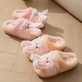 thumbnail image 6 of Tisuna Girls Boys Slippers Child Rabbit Print Soft Sole Easy On Shoes Cute Comfortable Autumn Winter Kids Plush Slippers Orange Size 10-10.5 Years, 6 of 6