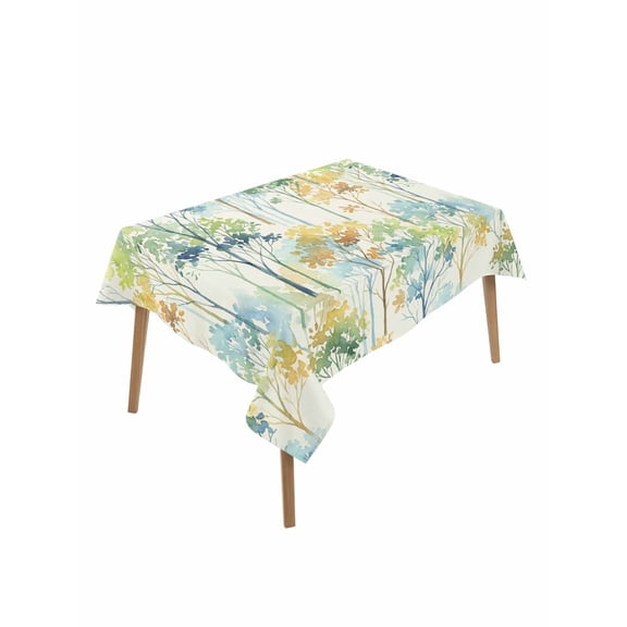 Watercolor Forest Colorful Table Cloth, Waterproof Tablecloth for Rectangle Tables, Abstract Art Modern Trees Reusable Washable Fabric Table Cover for Restaurant Kitchen Dining Tables 60"x102"