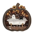 thumbnail image 2 of YAMB 2D Layered Wooden Pumpkin Ghost Ornament, Dimensional Cutout Tabletop Decor with Detachable Stand, Cute Spooky Style Decoration with Ghost & Black Cat Scene for Bedroom Home Display, 2 of 7