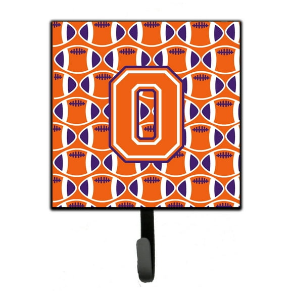 Letter O Football Orange White and Regalia Leash or Key Holder