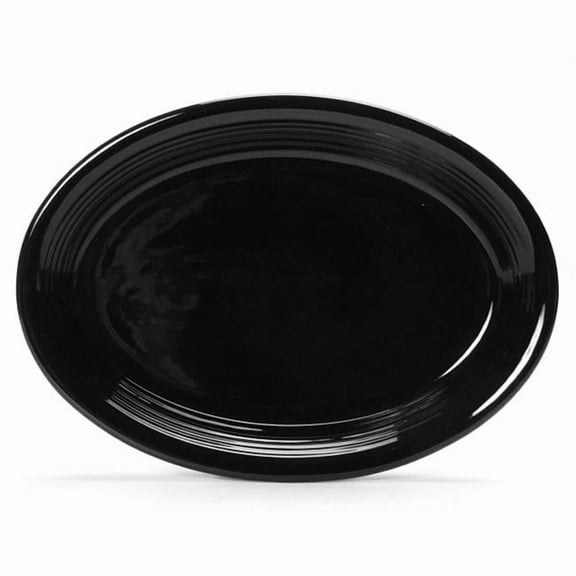 Tuxton China CBH-1142 Concentrix 11.5 in. x 8.75 in. Oval Platter Coupe - Black - 1 Dozen