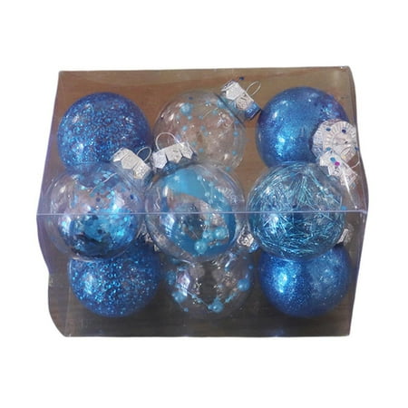 

NUNU 12Pcs/Box 6cm Christmas Transparent Ball Multi-colors Glitter Powder Hollow Dreamy Unbreakable Wedding Decor PET Plastic Xmas Tree Decor Hanging Round Ball Pendant Party Favor