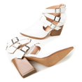 thumbnail image 3 of YDN Women Pointy Toe Cutout Ankle Boots Zippers Mid Chunky Heel Strappy Buckles Sandals Casual Dress Work Shoes Size 9.5 White, 3 of 4