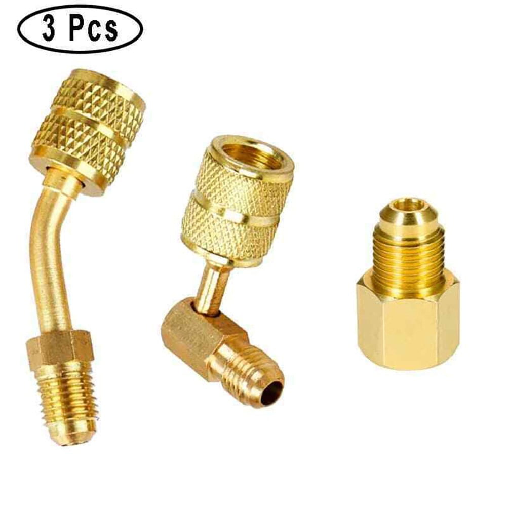 1/4 inch R410A Brass Refrigerant Adapter Male to 5/16" Female Charging Hose Pump 