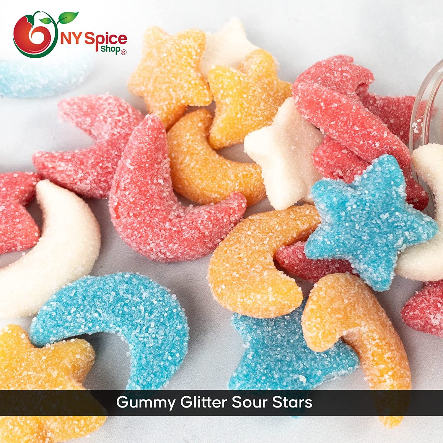 NY SPICE SHOP Gummy Glitter Sour Stars & Moons - 1 Pound