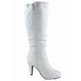 thumbnail image 2 of Win-45 Women's Fashion Knee High Round Toe Slouched High Heel Platform Boots ( White, 6 ), 2 of 3
