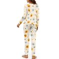 thumbnail image 3 of SCRAWLGOD Sunflower Daisy Pajama Set for Women Long Sleeve Pj Woman Pjs with Pockets Size S Crewneck 2 Set Outfits for Women Elastic Women Sleepwear Soft, 3 of 7