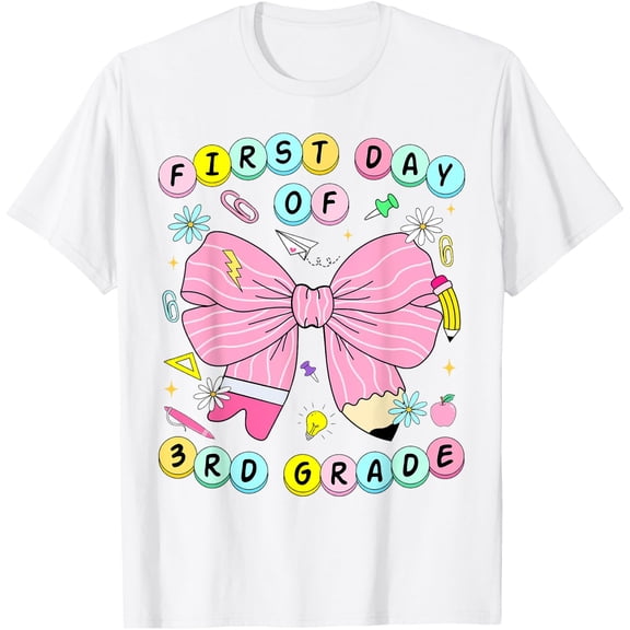 First Day Of 3Rd Grade Girls Coquette Back To School T-Shirt Size S-5XL