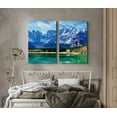 thumbnail image 2 of PixonSign Canvas Print Wall Art Set Aquamarine Lake and Mountain Nature Wilderness Photography Modern Art Contemporary Landscape Fun Multicolor Ultra for Living Room, Bedroom, Office - 24"x36"x2, 2 of 5