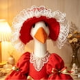 thumbnail image 4 of SHENGXINY Vintage Porch Goose Outfit, Red Princess Dress with Hat for Yard Patio Outdoor Decor 23in, 4 of 7