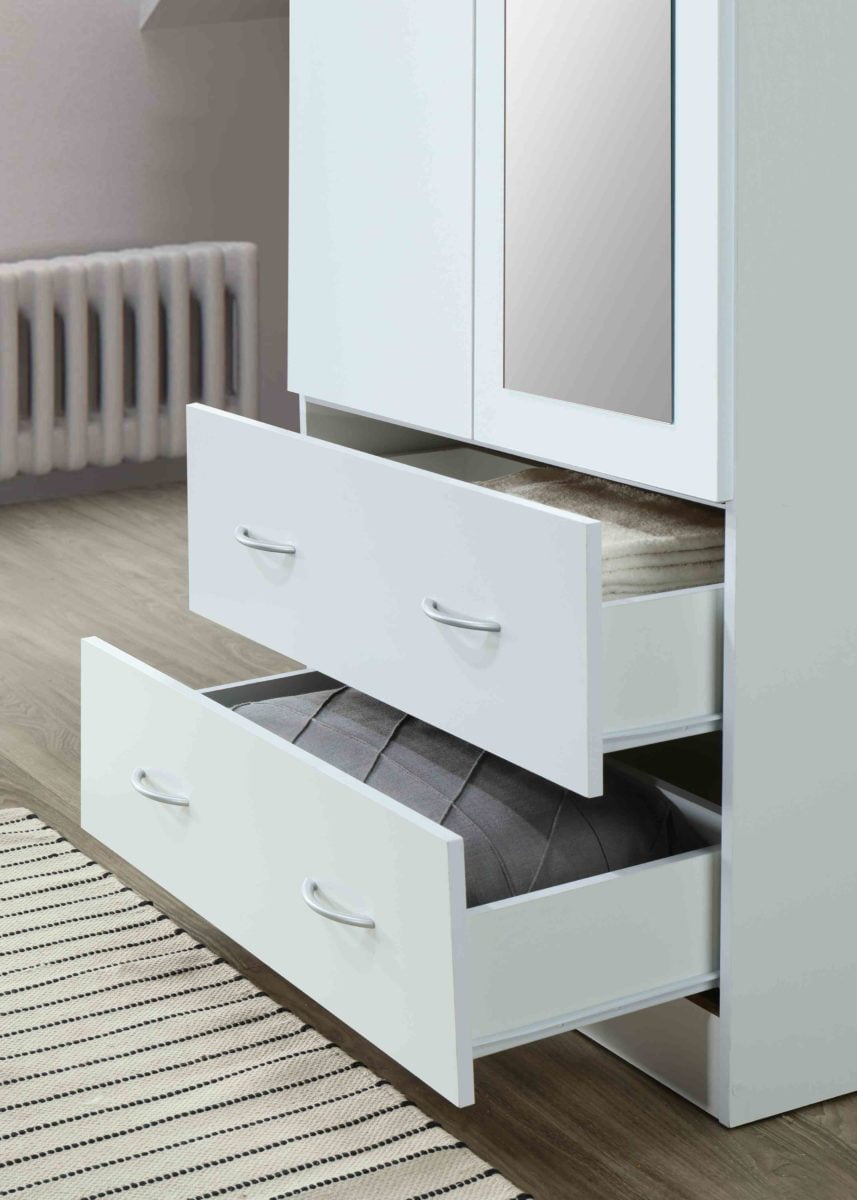 Free Shipping! Hodedah Two Door Wardrobe with Two Drawers and