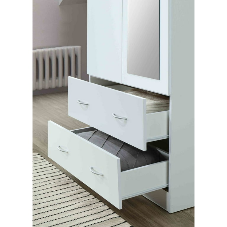 Hodedah 2 Door Armoire with 2 Drawers Clothing Rod and Mirror in Chocolate  Wood, 1 - Fry's Food Stores